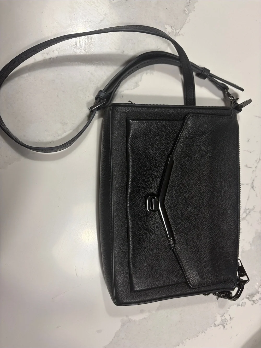 Botkier Black Pebbled Leather Convertible Crossbody
